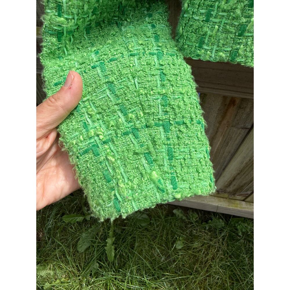 Nicole Miller Lime Bouclé Cropped Jacket - Picture 4 of 5